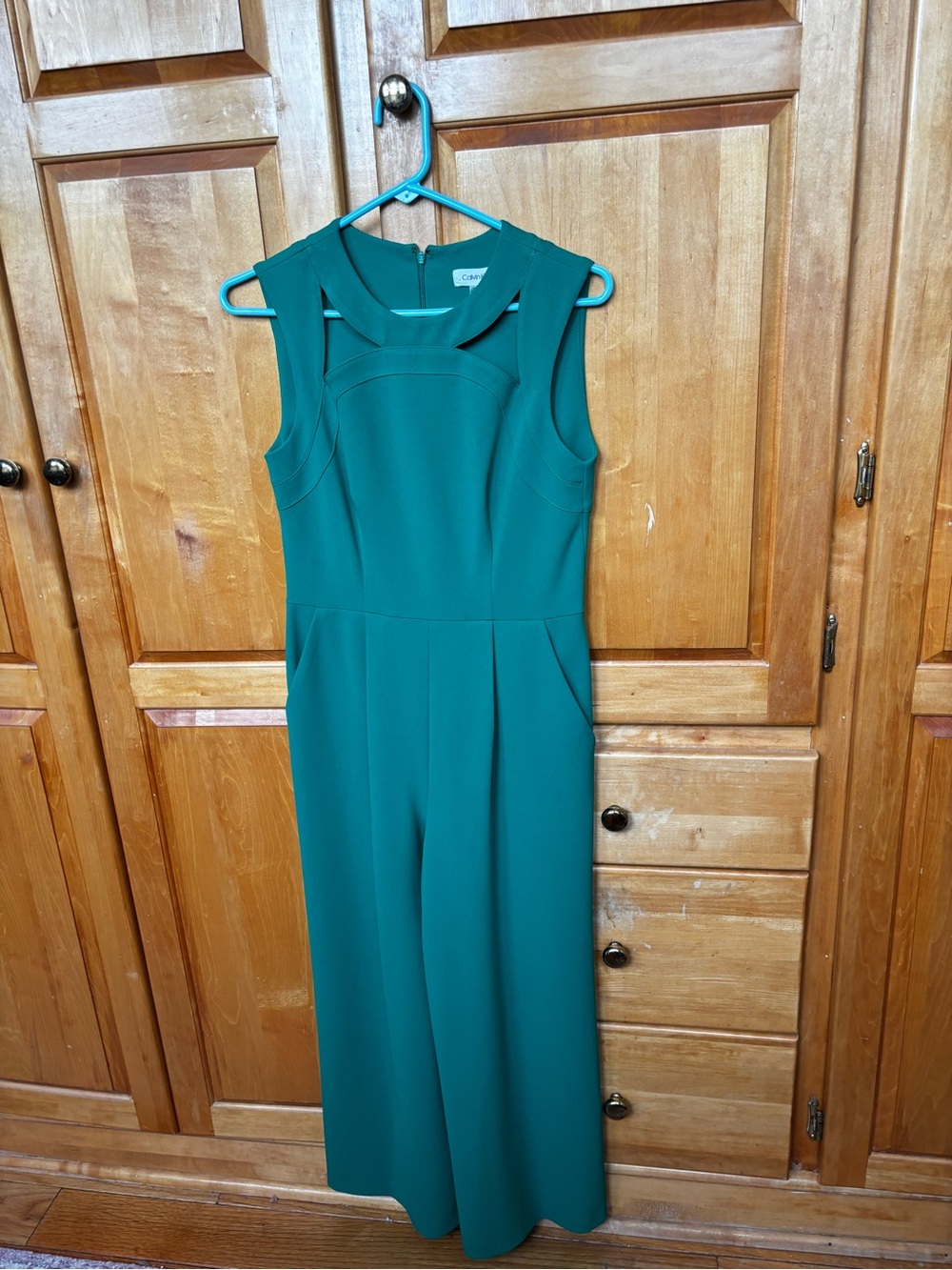 Calvin Klein Kelly Green Wide-Leg Sleeveless Jumpsuit